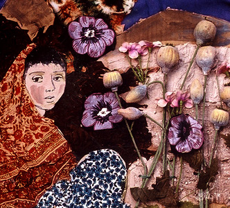 Afghanistan, little girl in a poppy field