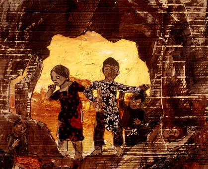 children return to the ruins of their home, Kabul