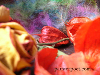 chinese lanterns, rose and felt