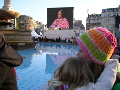Young mother and child at the climate change demo.